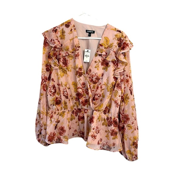 Y2K Express Fairy Cottagecore Floral Top XL Pink Sparkly - Picture 1 of 3